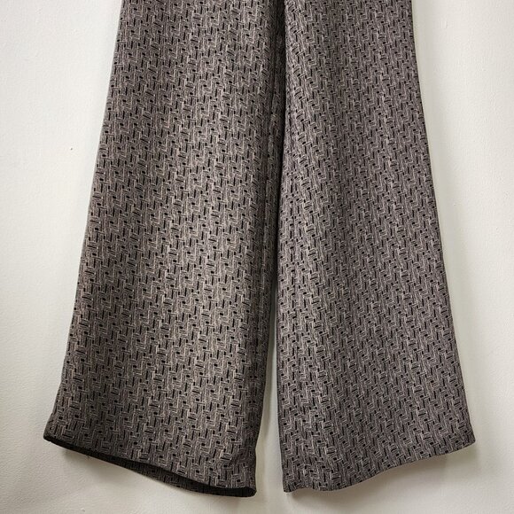 Geometric Pattern Wide-Leg Pants 4 Pockets Office Wear Palazzo Trousers Relaxed - Picture 5 of 15